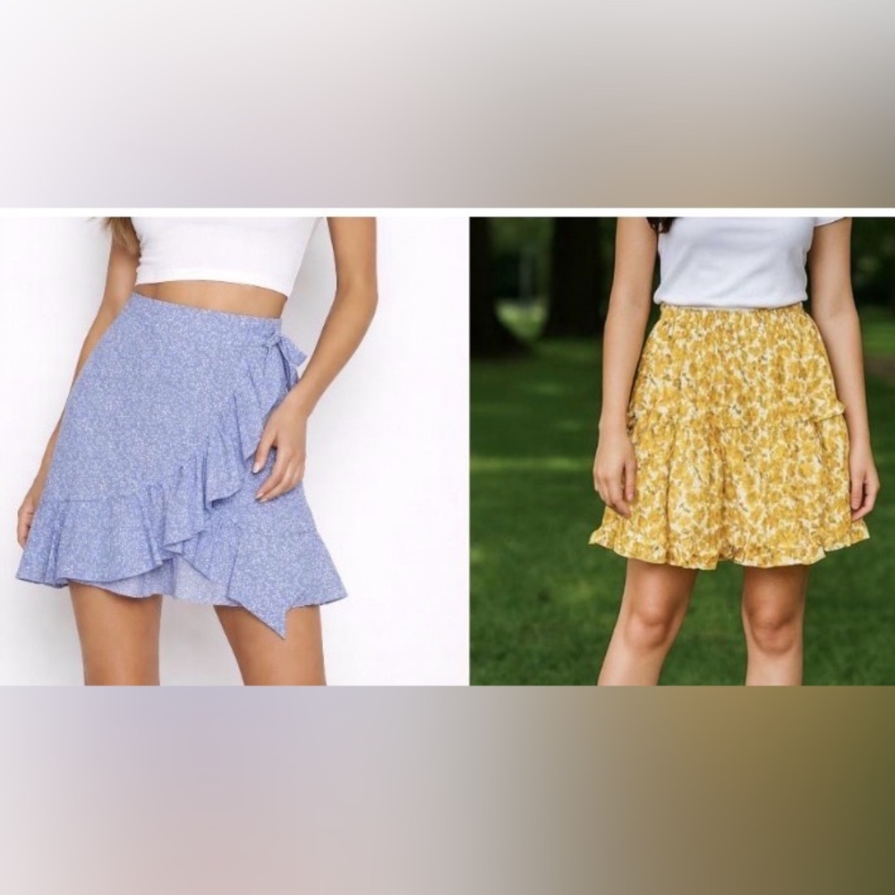 Yellow & Blue Mini Skirts Bundle – Adjustable & Stretch Waist, Sizes XS & S
